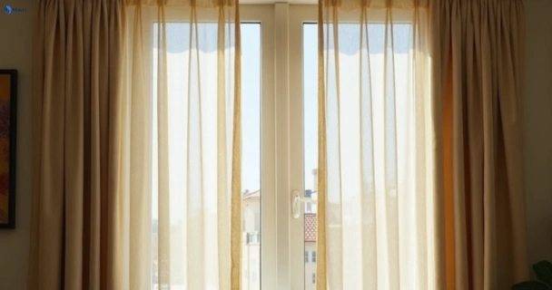 Dull dusty drapes in caravan-head-nsw before professional cleaning
